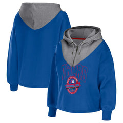 Royal Philadelphia 76ers WEAR by Erin Andrews Women's Pieced Quarter-Zip Hoodie Jacket | NBA