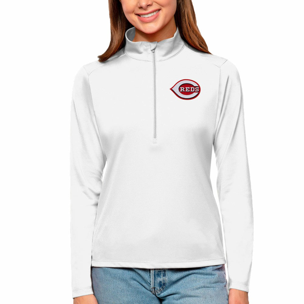Cincinnati Reds Antigua Women's Tribute Quarter-Zip Pullover Top - MLB Pullover
