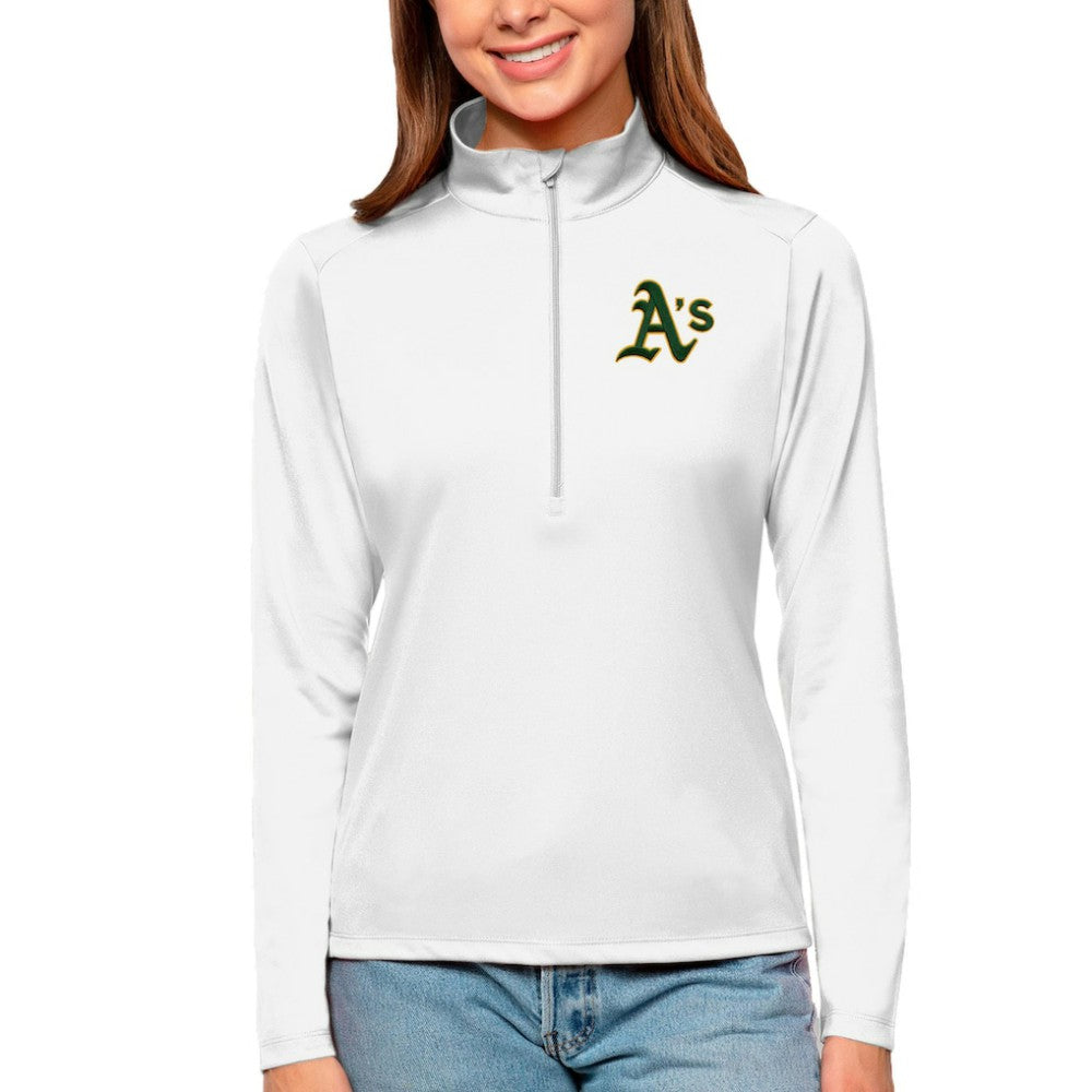Athletics Antigua Women's Tribute Quarter-Zip Pullover Top - MLB Pullover