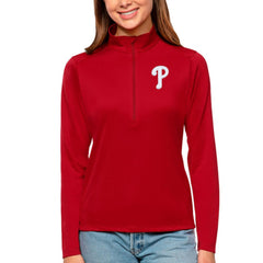 Philadelphia Phillies Antigua Women's Tribute Quarter-Zip Pullover Top - MLB Pullover