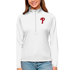 Philadelphia Phillies Antigua Women's Tribute Quarter-Zip Pullover Top - MLB Pullover