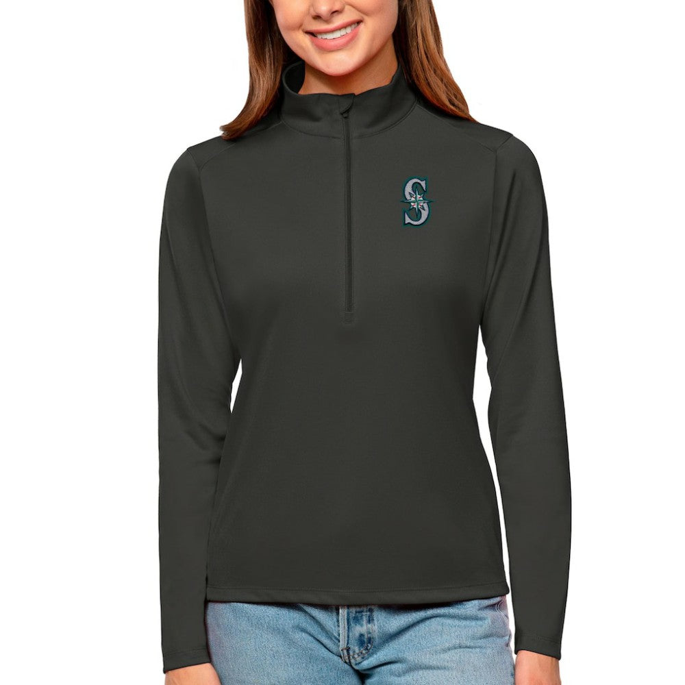 Seattle Mariners Antigua Women's Tribute Quarter-Zip Pullover Top - MLB Pullover
