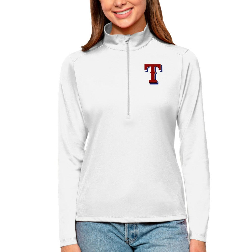 Texas Rangers Antigua Women's Tribute Quarter-Zip Pullover Top - MLB Pullover