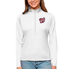 Washington Nationals Antigua Women's Tribute Quarter-Zip Pullover Top - MLB Pullover