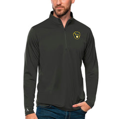 Milwaukee Brewers Antigua Tribute Quarter-Zip Pullover Top - MLB Pullover