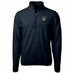 Milwaukee Brewers Cutter & Buck Big & Tall Cascade Eco Sherpa Fleece Quarter-Zip Pullover Jacket - MLB Jackets