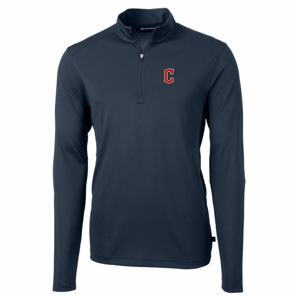 Cleveland Guardians Cutter & Buck Big & Tall Virtue Eco Pique Quarter-Zip Pullover Jacket - MLB Jackets