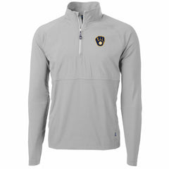 Milwaukee Brewers Cutter & Buck Adapt Eco Knit Hybrid Recycled Quarter-Zip Pullover Jacket - MLB Jackets