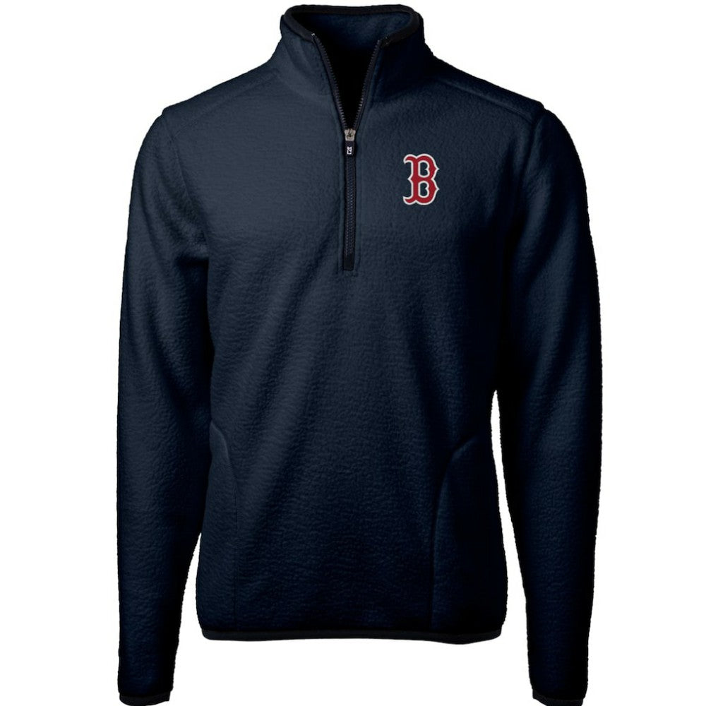 Boston Red Sox Cutter & Buck Cascade Eco Sherpa Fleece Quarter-Zip Pullover Jacket - MLB Jackets
