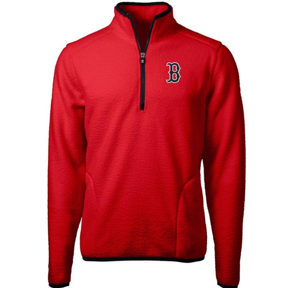 Boston Red Sox Cutter & Buck Cascade Eco Sherpa Fleece Quarter-Zip Pullover Jacket - MLB Jackets