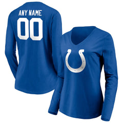 Indianapolis Colts Women's Team Authentic Personalized Name & Number Long Sleeve V-Neck T-Shirt | NFL On sale