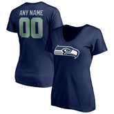 Seattle Seahawks Women's Team Authentic Personalized Name & Number V-Neck T-Shirt | NFL On sale