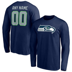 Seattle Seahawks Team Authentic Personalized Name & Number Long Sleeve T-Shirt | NFL Sale