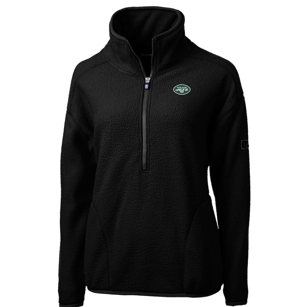 New York Jets Cutter & Buck Women's Cascade Eco Sherpa Fleece Half-Zip Pullover Jacket | NFL Hot