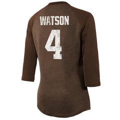 Cleveland Browns Deshaun Watson Majestic Threads Women's Name & Number Raglan 3/4 Sleeve T-Shirt | NFL Hot
