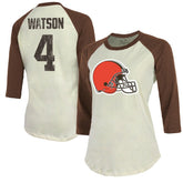 Cleveland Browns Deshaun Watson Majestic Threads Women's Player Name & Number Tri-Blend Three-Quarter Sleeve T-Shirt | NFL Sale