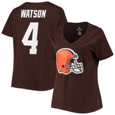 Cleveland Browns Deshaun Watson Women's Plus Size Player Name & Number V-Neck T-Shirt | NFL Hot