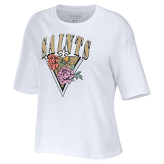 New Orleans Saints WEAR by Erin Andrews Women's Boxy Floral Cropped T-Shirt | NFL Sale