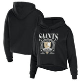 New Orleans Saints WEAR by Erin Andrews Women's Cropped Sponge Fleece Pullover Hoodie | NFL Outlet