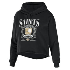 New Orleans Saints WEAR by Erin Andrews Women's Cropped Sponge Fleece Pullover Hoodie | NFL Outlet
