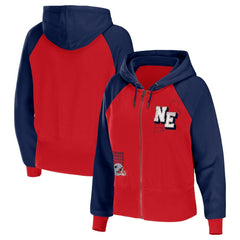New England Patriots WEAR by Erin Andrews Women's Colorblock Lightweight Full-Zip Hoodie | NFL Outlet