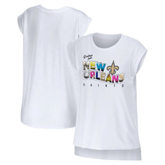 New Orleans Saints WEAR by Erin Andrews Women's Greetings From Muscle T-Shirt | NFL Hot