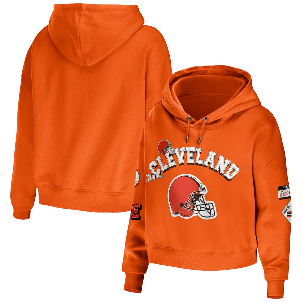 Cleveland Browns WEAR by Erin Andrews Women's Modest Cropped Pullover Hoodie | NFL Online