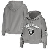 Las Vegas Raiders WEAR by Erin Andrews Women's Modest Cropped Pullover Hoodie | NFL Discount