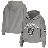 Las Vegas Raiders WEAR by Erin Andrews Women's Plus Size Modest Cropped Pullover Hoodie | NFL Sale
