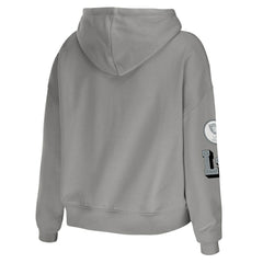 Las Vegas Raiders WEAR by Erin Andrews Women's Plus Size Modest Cropped Pullover Hoodie | NFL Sale