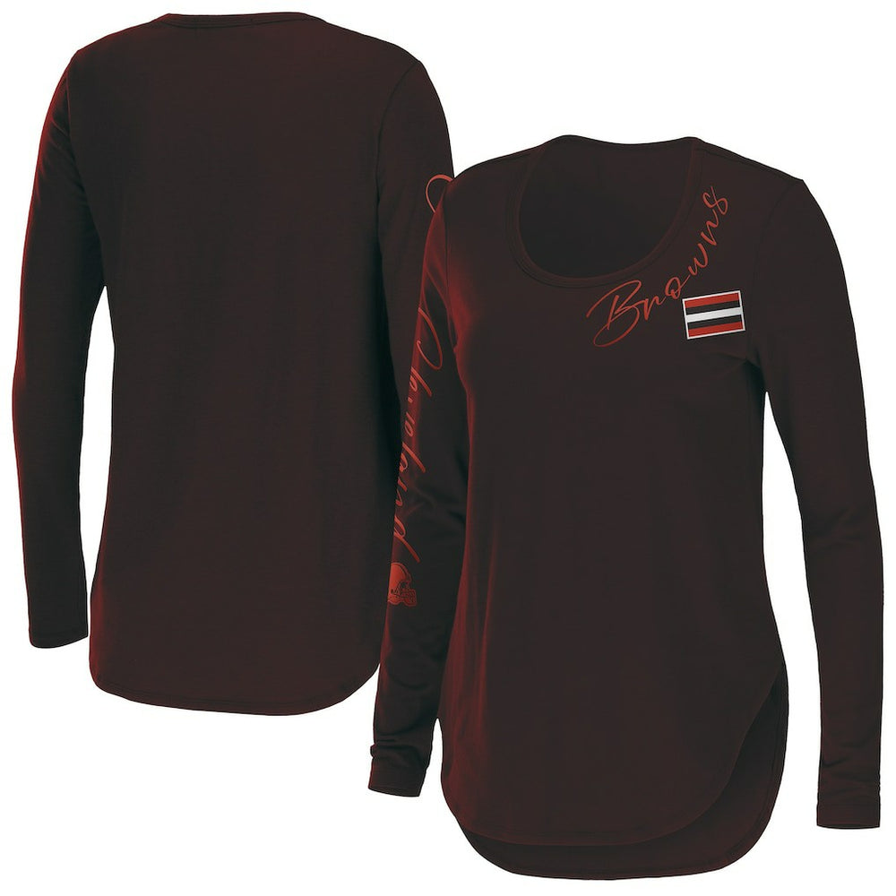 Cleveland Browns WEAR by Erin Andrews Women's Team Scoop Neck T-Shirt | NFL Sale
