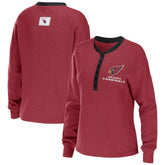 Arizona Cardinals WEAR by Erin Andrews Women's Waffle Henley Long Sleeve T-Shirt | NFL Online