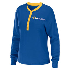 Los Angeles Rams WEAR by Erin Andrews Women's Waffle Henley Long Sleeve T-Shirt | NFL New