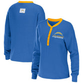 Los Angeles Chargers WEAR by Erin Andrews Women's Waffle Henley Long Sleeve T-Shirt | NFL On sale