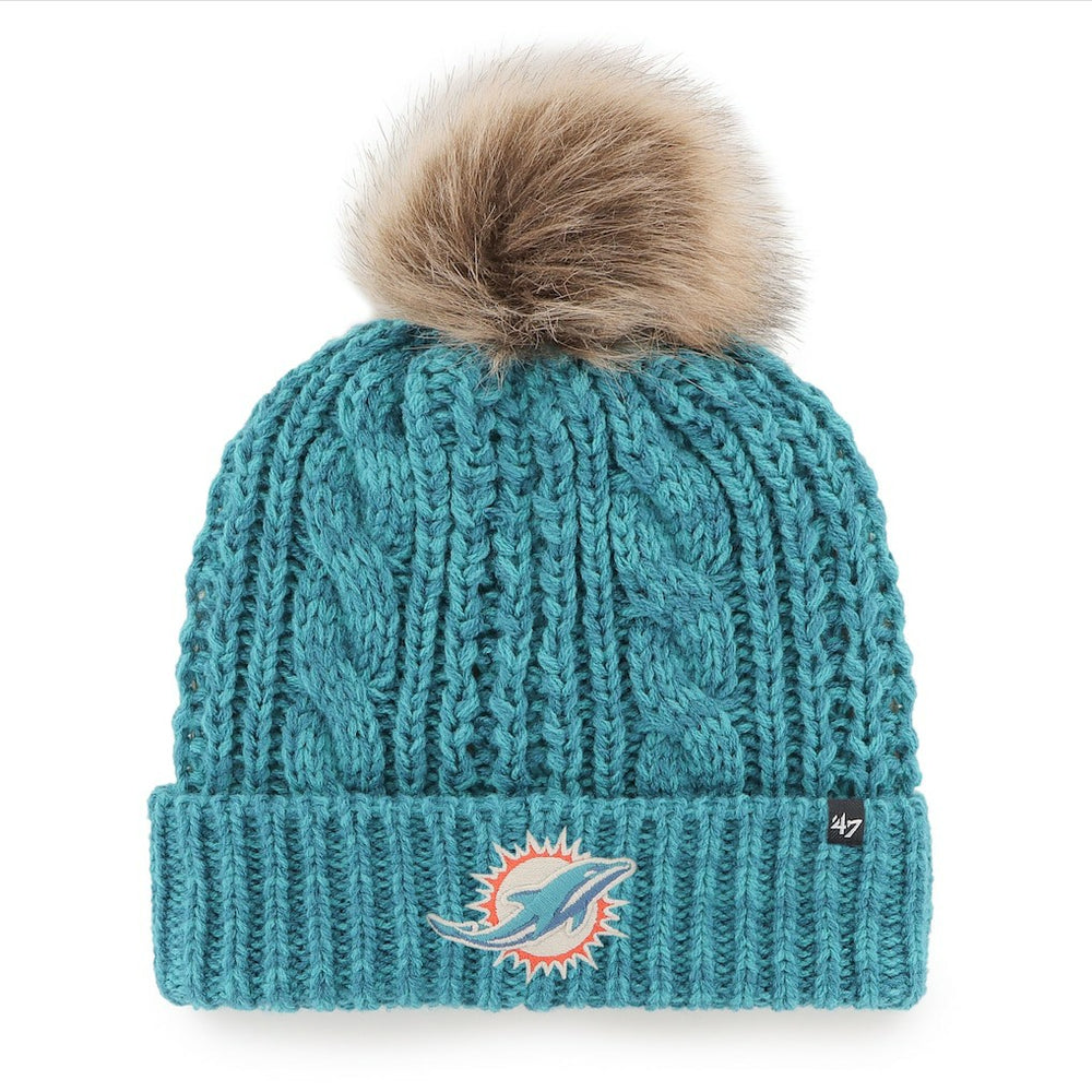 Miami Dolphins '47 Women's Meeko Cuffed Knit Hat with Pom | NFL US