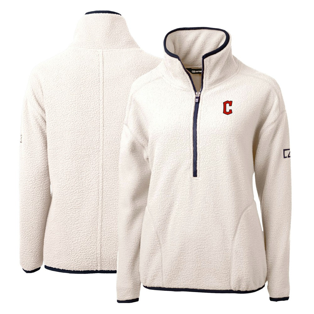 Cleveland Guardians Cutter & Buck Women's Cascade Eco Sherpa Fleece Quarter-Zip Pullover Jacket - MLB Jackets