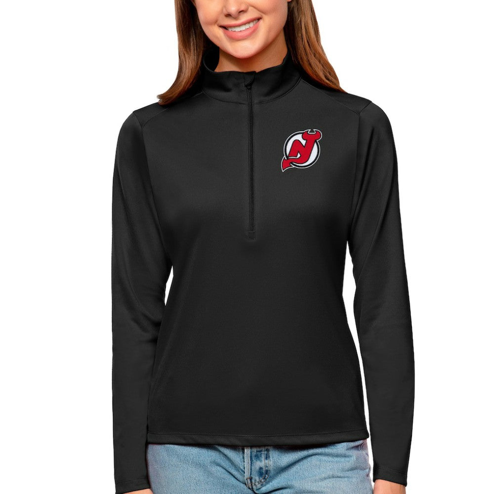 New Jersey Devils Antigua Women's Tribute Quarter-Zip Pullover Top - NHL Jerseys