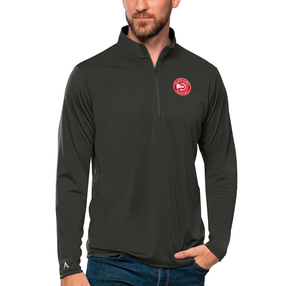 Charcoal Atlanta Hawks Antigua Tribute Quarter-Zip Pullover Top | NBA