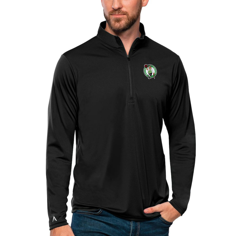 Black Boston Celtics Antigua Tribute Quarter-Zip Pullover Top | NBA