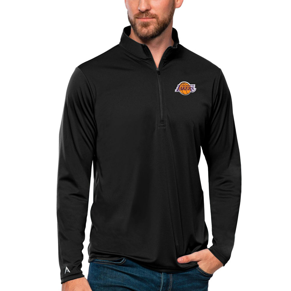 Black Los Angeles Lakers Antigua Tribute Quarter-Zip Pullover Top | NBA