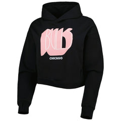 Black Chicago Bulls Lusso Women's Layla World Tour Cropped Pullover Hoodie sale | NBA