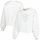 White Brooklyn Nets Lusso Women's Lola Ball and Chain Pullover Sweatshirt | NBA
