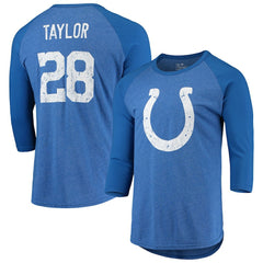 Indianapolis Colts Jonathan Taylor Majestic Threads Name & Number Team Colorway Tri-Blend 3/4 Raglan Sleeve Player T-Shirt | NFL Online