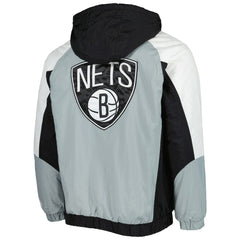 Black Brooklyn Nets Starter Body Check Raglan Hoodie Half-Zip Jacket | NBA