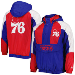 Royal Philadelphia 76ers Starter Body Check Raglan Hoodie Half-Zip Jacket | NBA