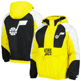 Gold Utah Jazz Starter Body Check Raglan Hoodie Half-Zip Jacket | NBA