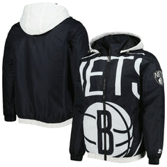 Black Brooklyn Nets Starter The Triple Double Full-Zip Hoodie Jacket | NBA
