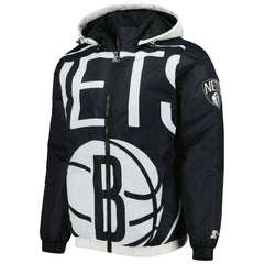 Black Brooklyn Nets Starter The Triple Double Full-Zip Hoodie Jacket | NBA