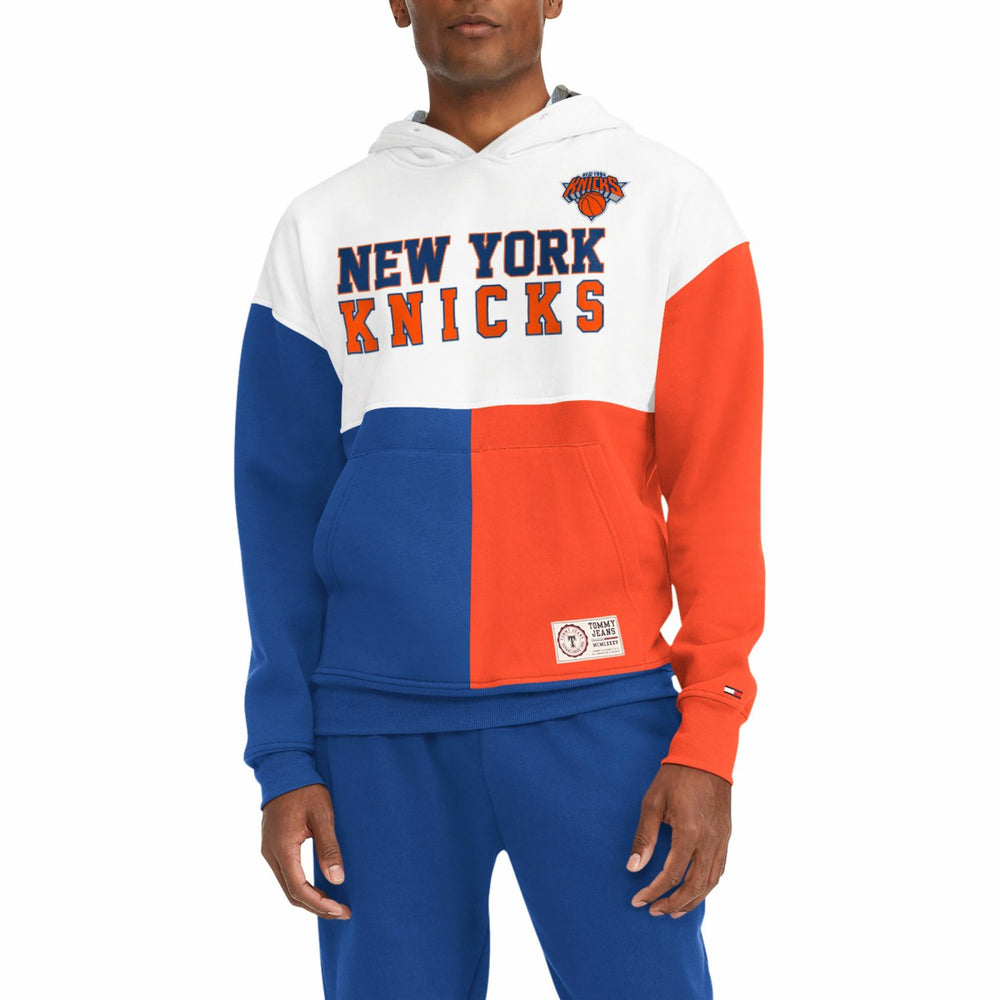 White/Royal New York Knicks Tommy Jeans Andrew Split Pullover Hoodie | NBA