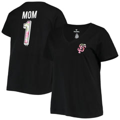 San Francisco Giants Women's Plus Size #1 Mom 2-Hit V-Neck T-Shirt - MLB T-shirts